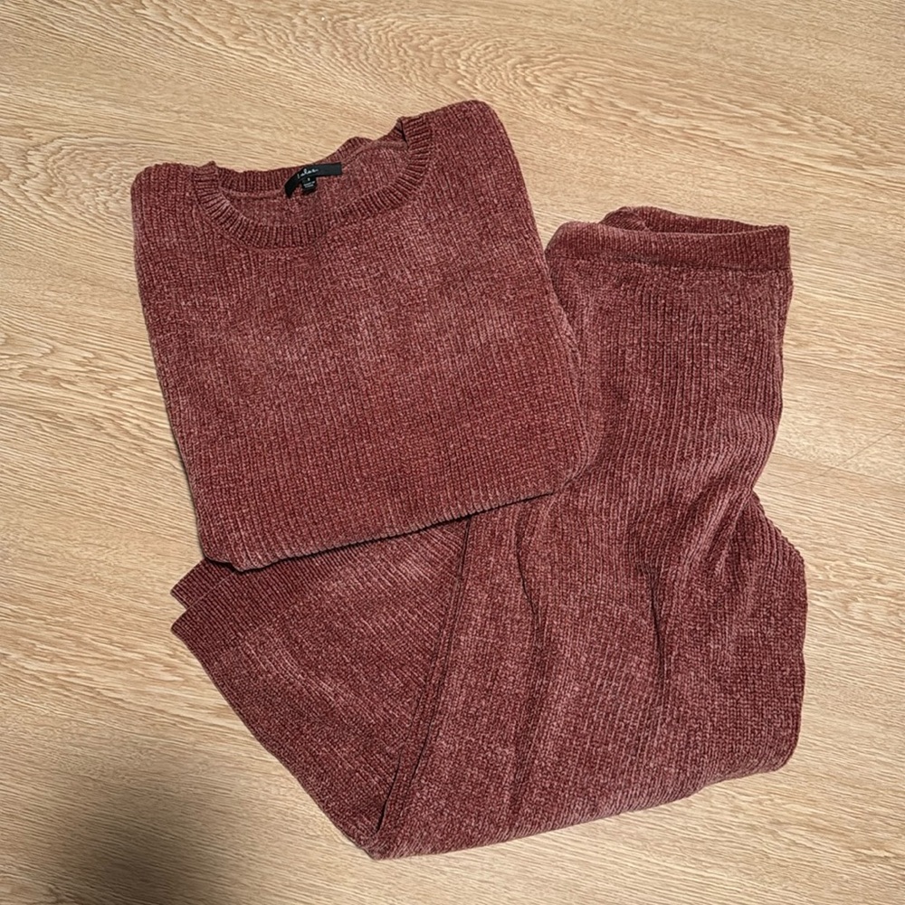 💋 Lulus Comfy Cutie Rusty Rose Chenille Sweater Set Size Small